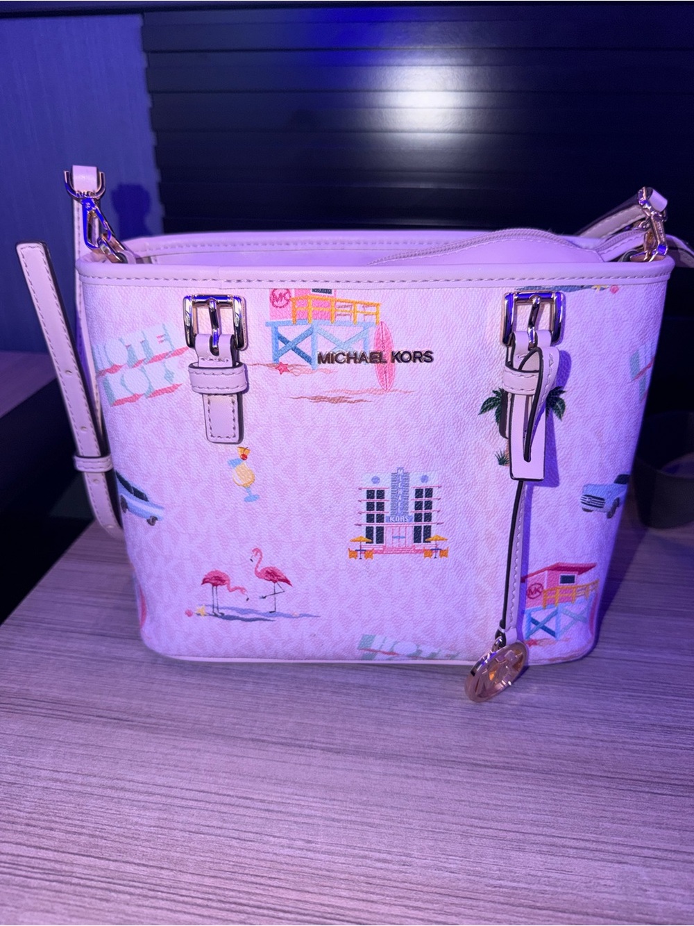 Michael Kors XS Light Pink Miami Print Crossbody Bag